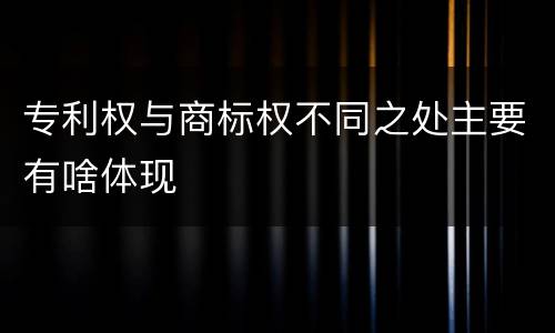 专利权与商标权不同之处主要有啥体现
