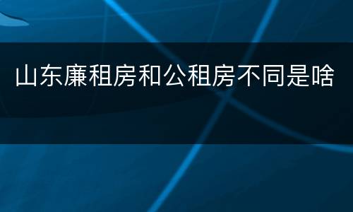 山东廉租房和公租房不同是啥