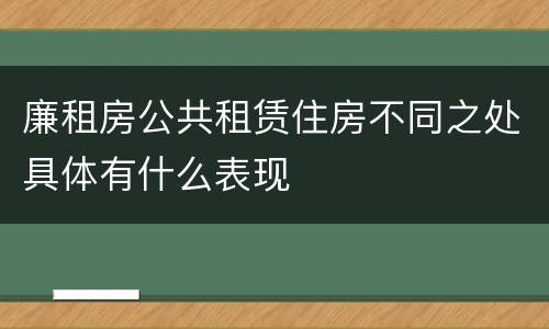 廉租房公共租赁住房不同之处具体有什么表现