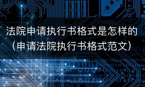 法院申请执行书格式是怎样的（申请法院执行书格式范文）