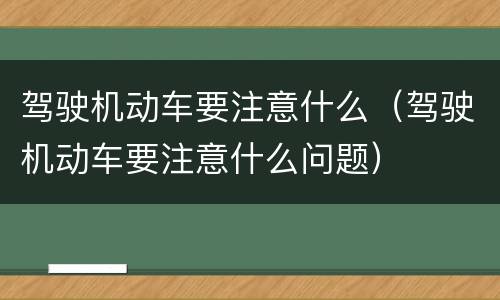 驾驶机动车要注意什么（驾驶机动车要注意什么问题）