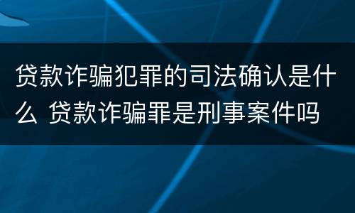 贷款诈骗犯罪的司法确认是什么 贷款诈骗罪是刑事案件吗