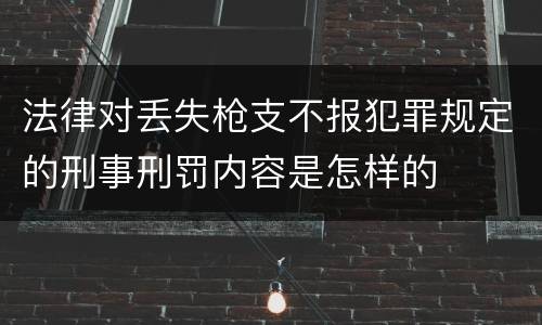 法律对丢失枪支不报犯罪规定的刑事刑罚内容是怎样的