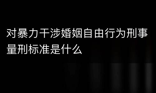 对暴力干涉婚姻自由行为刑事量刑标准是什么