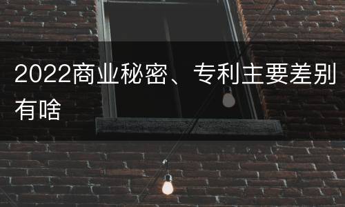2022商业秘密、专利主要差别有啥