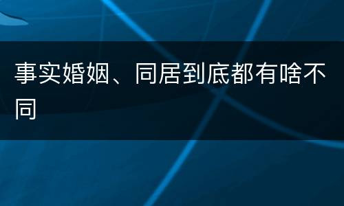 事实婚姻、同居到底都有啥不同