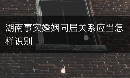 湖南事实婚姻同居关系应当怎样识别
