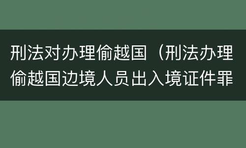 刑法对办理偷越国（刑法办理偷越国边境人员出入境证件罪是指）