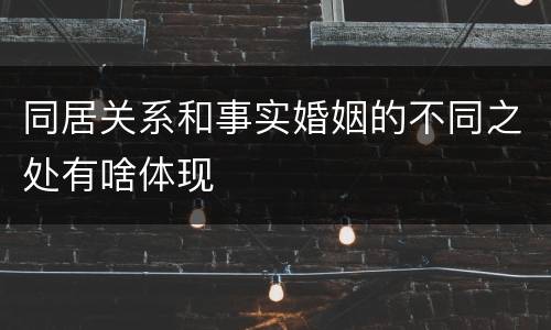 同居关系和事实婚姻的不同之处有啥体现