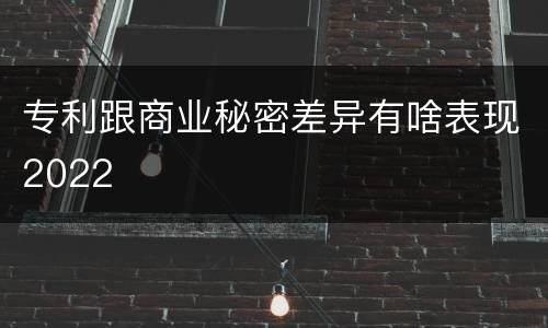 专利跟商业秘密差异有啥表现2022