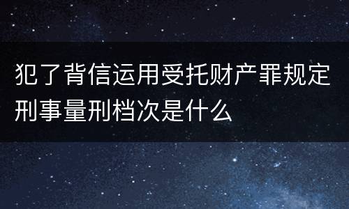 犯了背信运用受托财产罪规定刑事量刑档次是什么