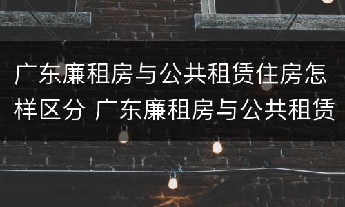 广东廉租房与公共租赁住房怎样区分 广东廉租房与公共租赁住房怎样区分的