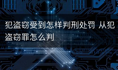 犯盗窃受到怎样判刑处罚 从犯盗窃罪怎么判