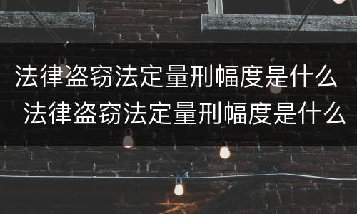 法律盗窃法定量刑幅度是什么 法律盗窃法定量刑幅度是什么意思