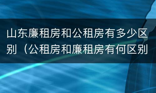 山东廉租房和公租房有多少区别（公租房和廉租房有何区别）