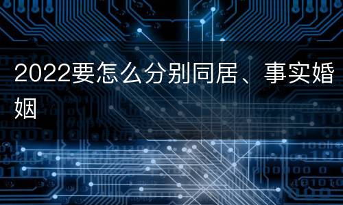 2022要怎么分别同居、事实婚姻