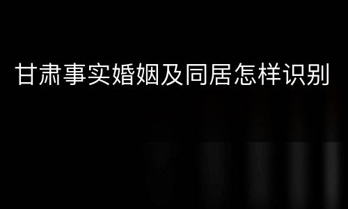 甘肃事实婚姻及同居怎样识别