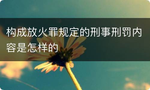 构成放火罪规定的刑事刑罚内容是怎样的