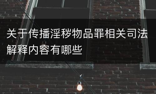 关于传播淫秽物品罪相关司法解释内容有哪些