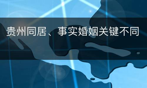 贵州同居、事实婚姻关键不同