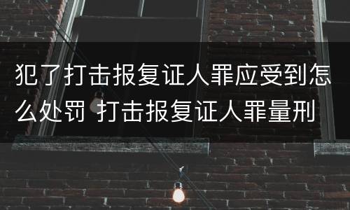 犯了打击报复证人罪应受到怎么处罚 打击报复证人罪量刑