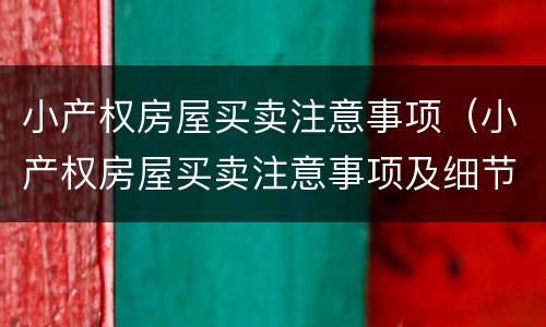 小产权房屋买卖注意事项（小产权房屋买卖注意事项及细节）