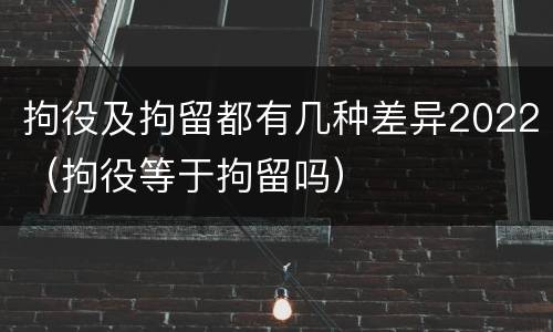拘役及拘留都有几种差异2022（拘役等于拘留吗）