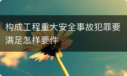 构成工程重大安全事故犯罪要满足怎样要件