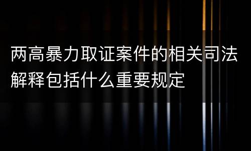 两高暴力取证案件的相关司法解释包括什么重要规定