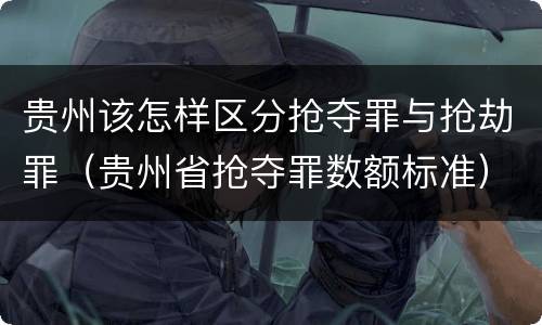 贵州该怎样区分抢夺罪与抢劫罪（贵州省抢夺罪数额标准）