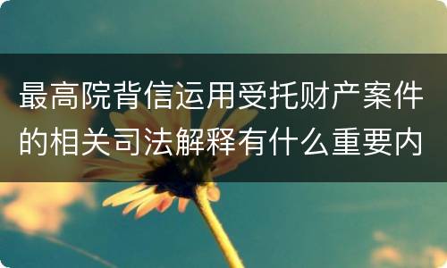 最高院背信运用受托财产案件的相关司法解释有什么重要内容