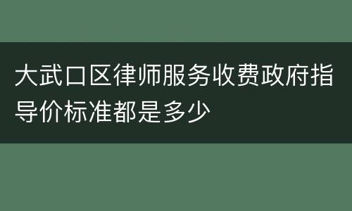 大武口区律师服务收费政府指导价标准都是多少