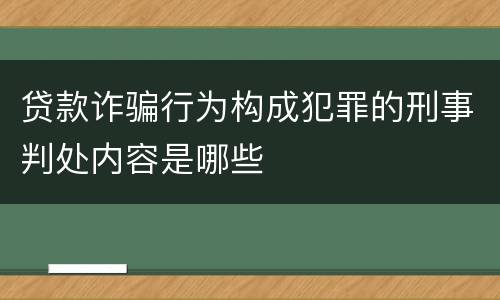 贷款诈骗行为构成犯罪的刑事判处内容是哪些