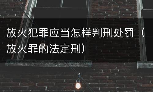 放火犯罪应当怎样判刑处罚（放火罪的法定刑）