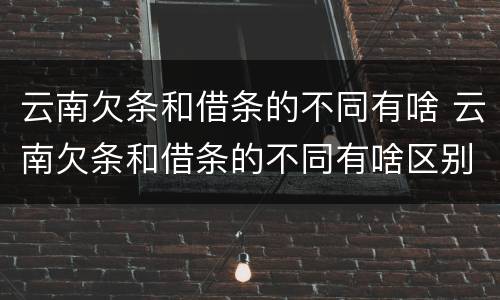 云南欠条和借条的不同有啥 云南欠条和借条的不同有啥区别吗