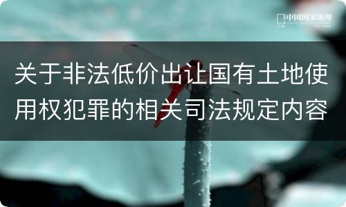 关于非法低价出让国有土地使用权犯罪的相关司法规定内容都有哪些