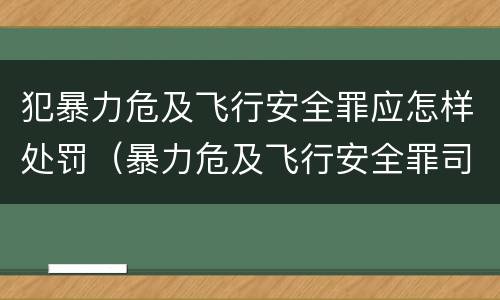 犯暴力危及飞行安全罪应怎样处罚（暴力危及飞行安全罪司法解释）