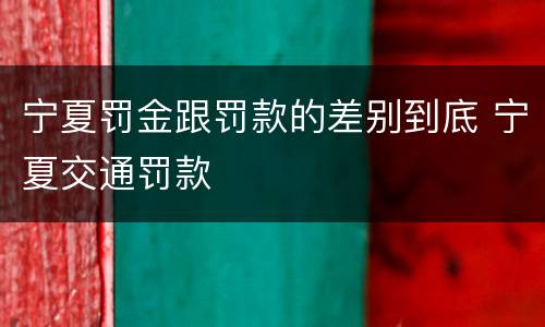 宁夏罚金跟罚款的差别到底 宁夏交通罚款