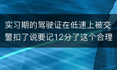 实习期的驾驶证在低速上被交警扣了说要记12分了这个合理吗