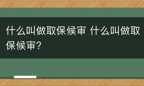 什么叫做取保候审 什么叫做取保候审?