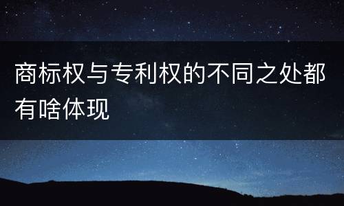 商标权与专利权的不同之处都有啥体现