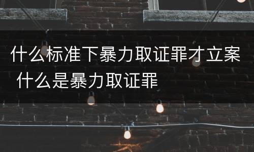 什么标准下暴力取证罪才立案 什么是暴力取证罪