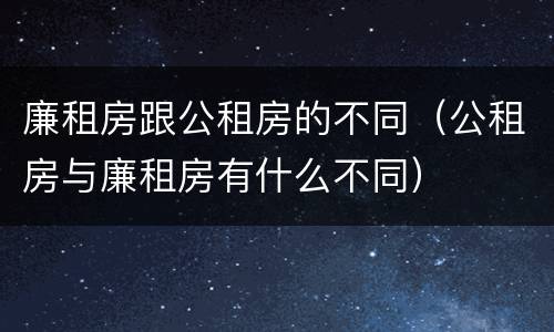 廉租房跟公租房的不同（公租房与廉租房有什么不同）