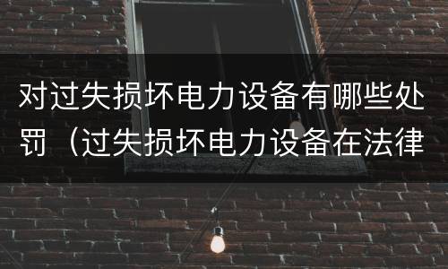 对过失损坏电力设备有哪些处罚（过失损坏电力设备在法律上是不允许量刑的）