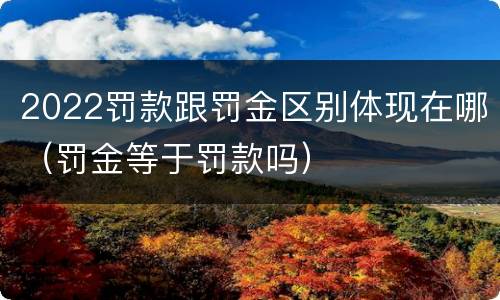 2022罚款跟罚金区别体现在哪（罚金等于罚款吗）