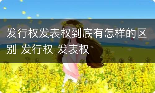 发行权发表权到底有怎样的区别 发行权 发表权