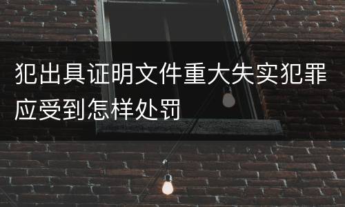 犯出具证明文件重大失实犯罪应受到怎样处罚