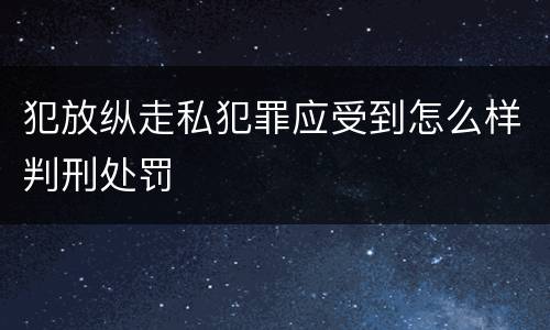犯放纵走私犯罪应受到怎么样判刑处罚