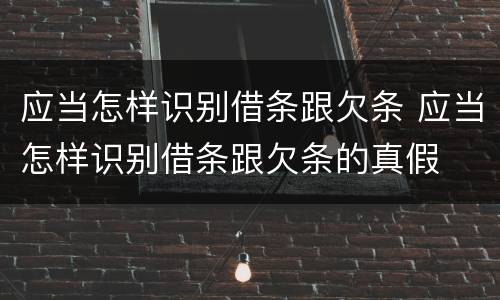 应当怎样识别借条跟欠条 应当怎样识别借条跟欠条的真假