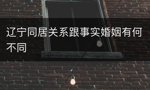 辽宁同居关系跟事实婚姻有何不同